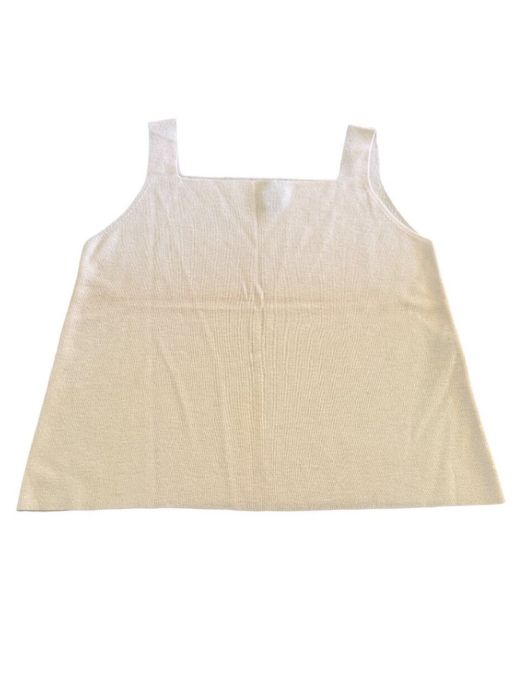 Eileen Fisher Women's 100% Wool Beige Square Neck Tank Top Italian Yarn, Size L